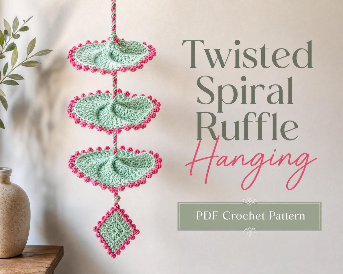 Twisted Spiral Ruffle Hanging Crochet Pattern, Boho Wall Decor (PDF Download)