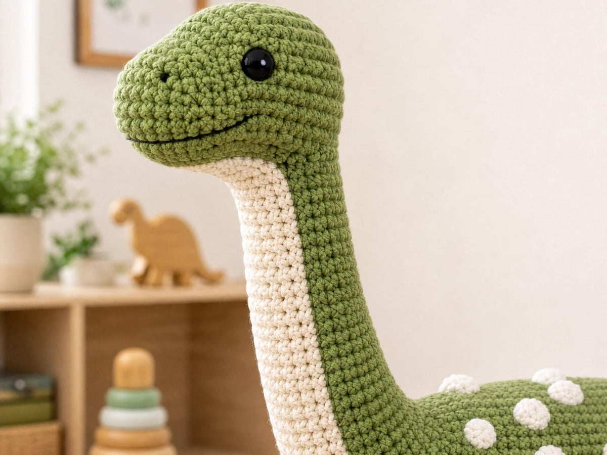 Dexter the Long-Neck Dino Crochet Pattern | Large Floor-Sized Plush PDF | Friendly Dinosaur Amigurumi | Advanced Tutorial