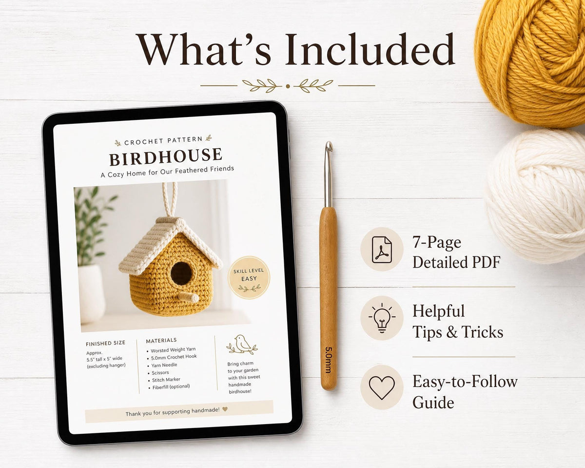 Crochet Beehive Birdhouse Pattern, Hanging Garden Decor, Beginner Amigurumi, Daisy Flower Craft (PDF Download)