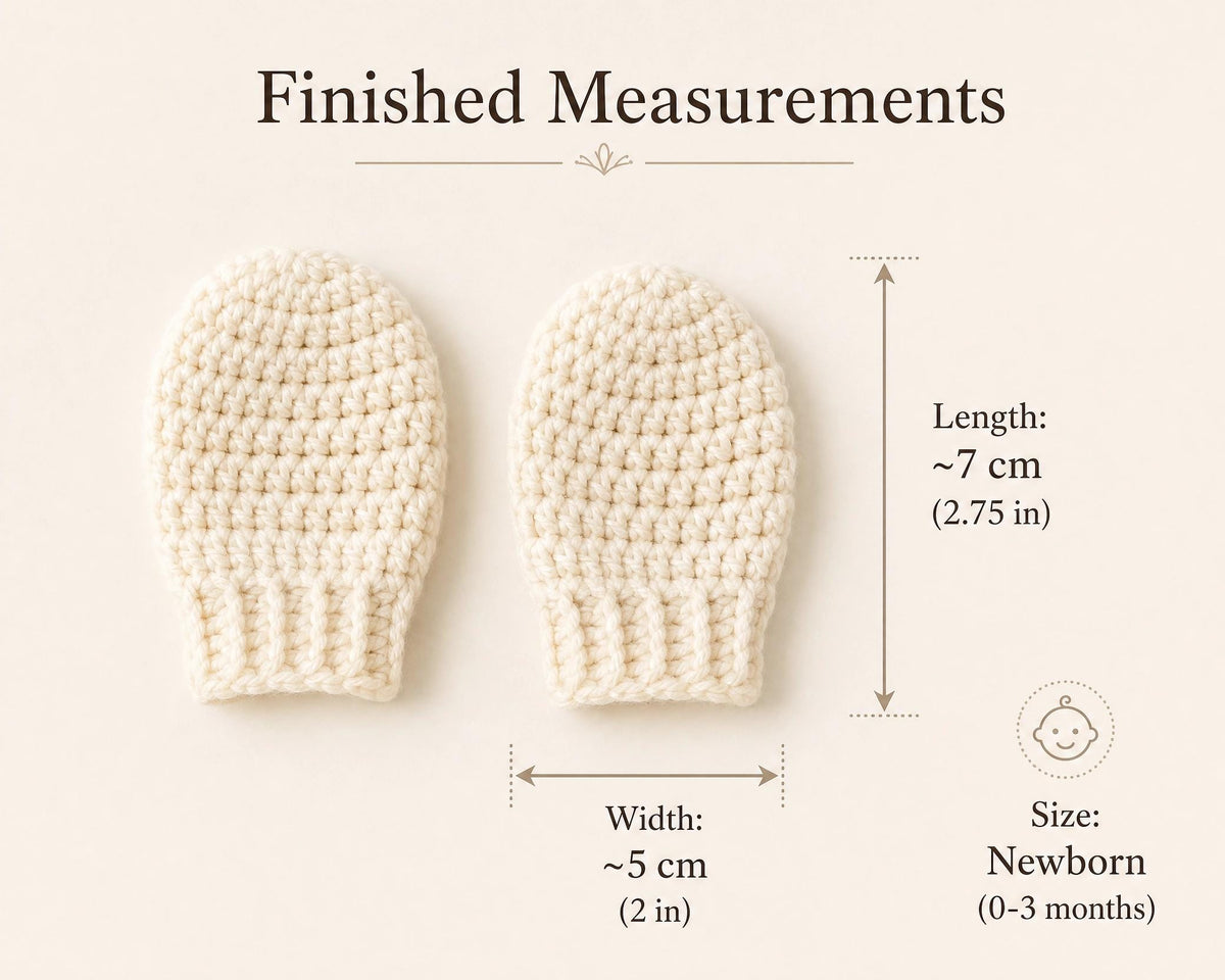 Lacy Newborn Mittens Crochet Pattern | Beginner Scalloped Cuff Baby Mitts (PDF Download)