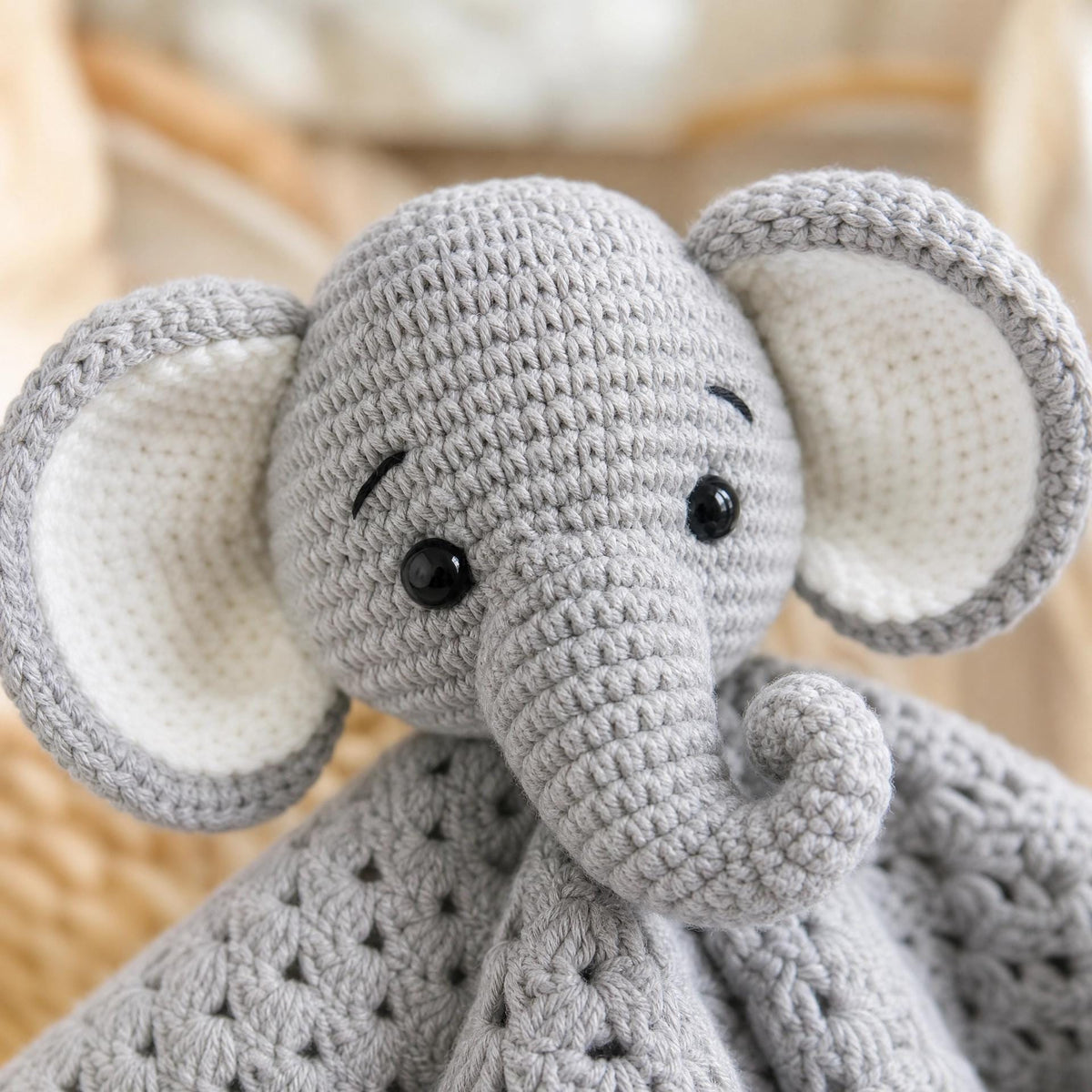 Beginner Friendly Elephant Lovey Blanket Crochet Pattern - Amigurumi Baby Comforter PDF Tutorial