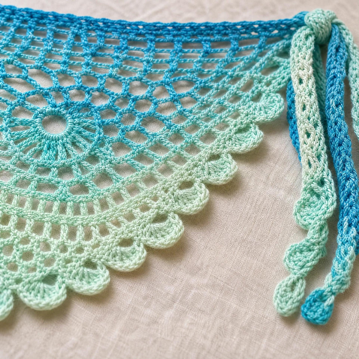 Coastal Lace Crochet Bandana Pattern | Beginner Triangle Wrap (PDF Download)