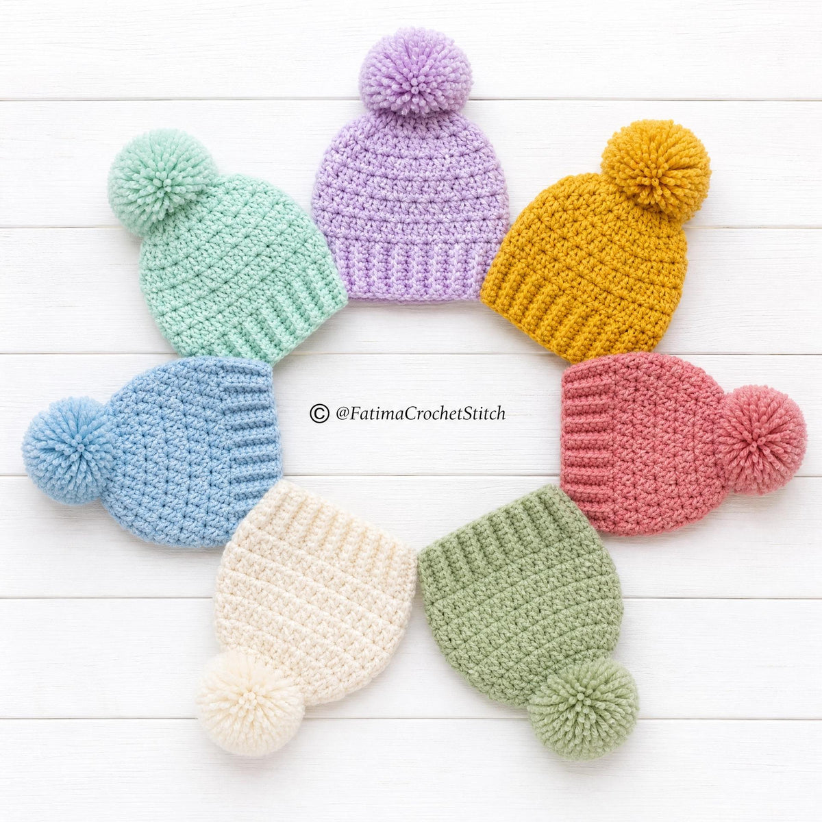 Crochet Baby Beanie Pattern | Mini Bean Stitch, Newborn to 6 Months (PDF Download)
