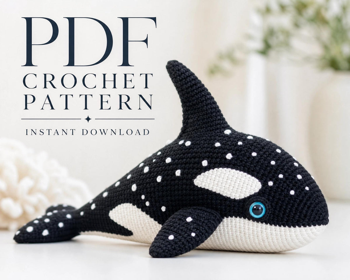 Speckled Orca Whale Amigurumi Crochet Pattern, Killer Whale Plush PDF, Ocean Nursery Decor, Beginner Crochet Animal, Sea Creature Toy