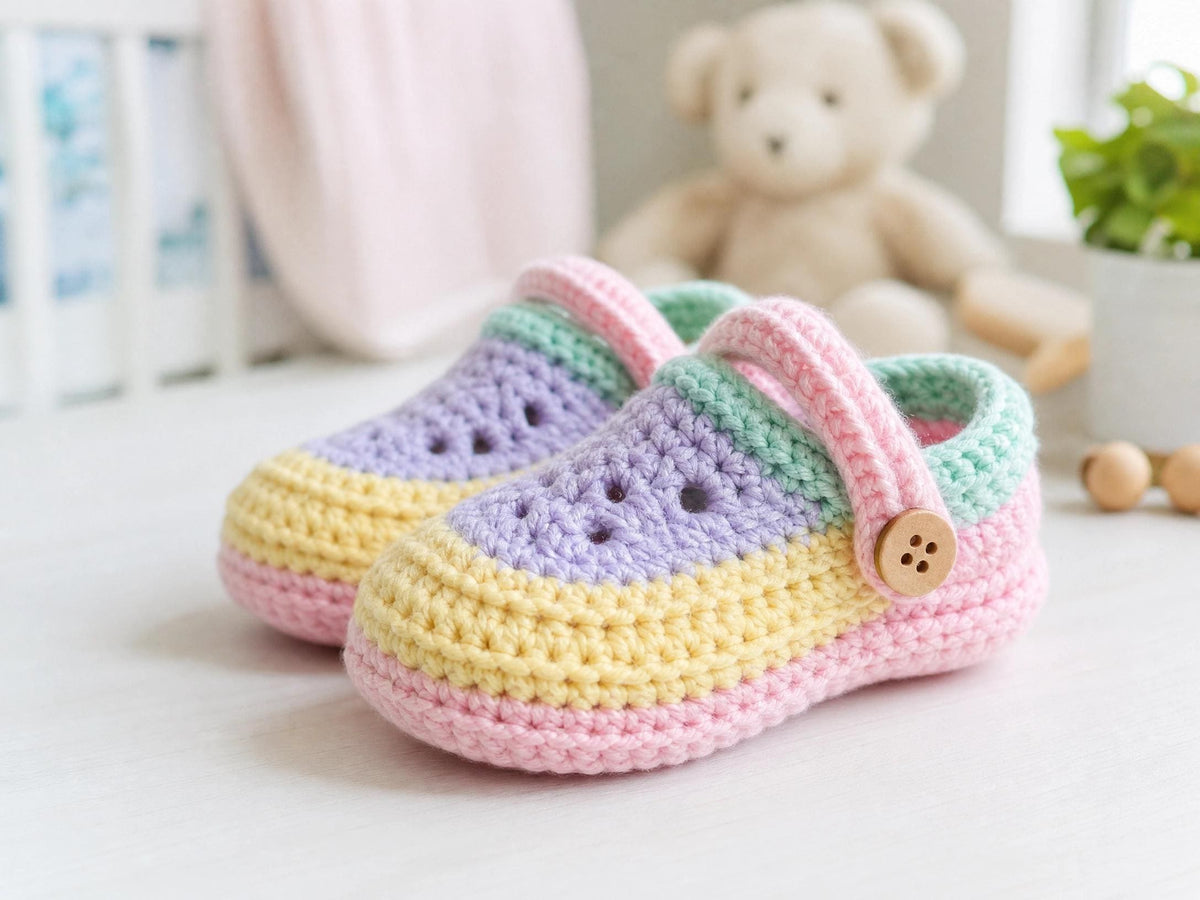 Rainbow Baby Crocs Crochet Pattern - Easy Beginner Clog Booties (PDF) + VIDEO
