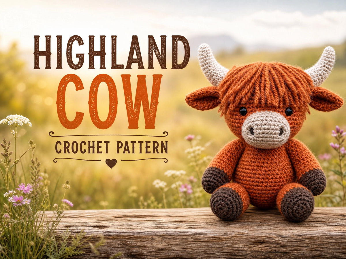 Highland Cow Crochet Pattern | Amigurumi Farm Animal PDF (Instant Download)