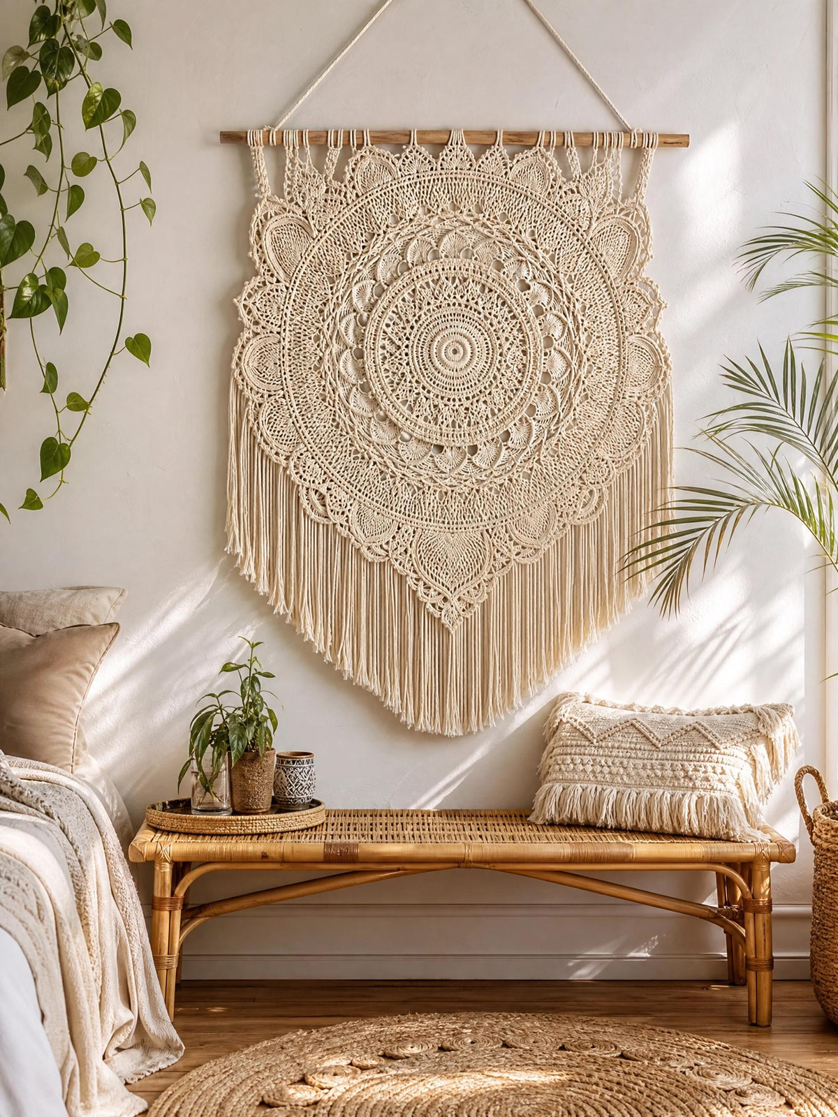 Boho Crochet Wall Hanging Pattern | Beginner Macrame Style Tapestry (Digital PDF)