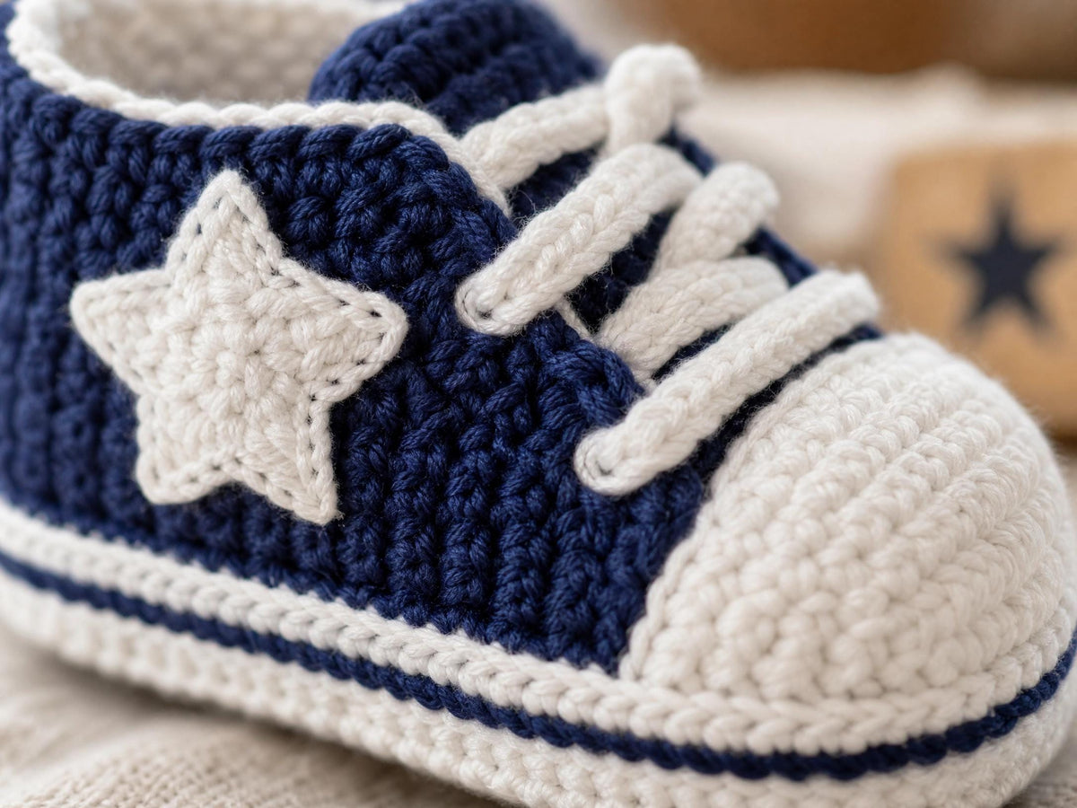 Crochet Baby Booties Pattern | Star Sneakers, Security Blanket Style (PDF Download)