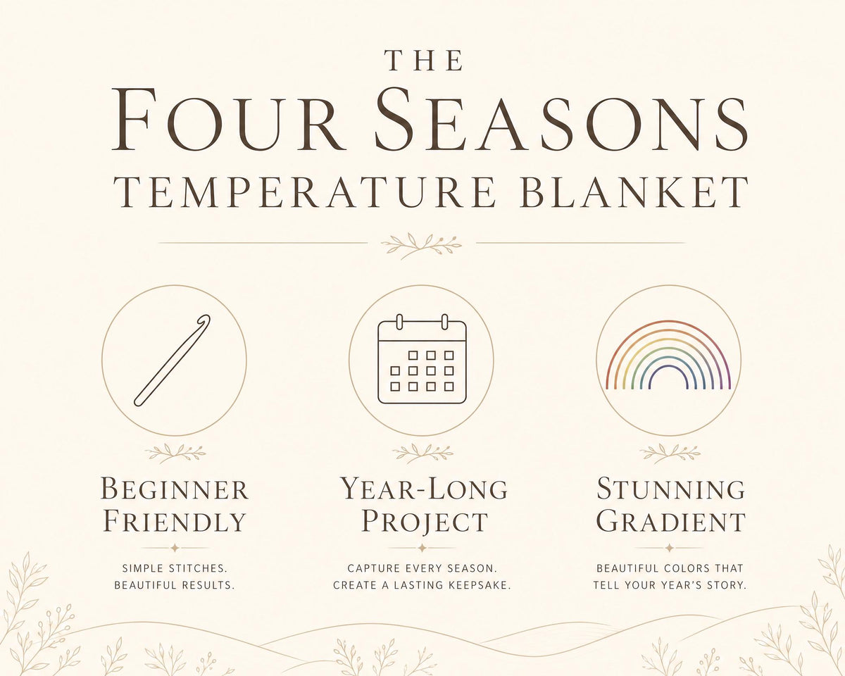Four Seasons Temperature Blanket Crochet Pattern | Year-Long Gradient Throw (PDF Download)