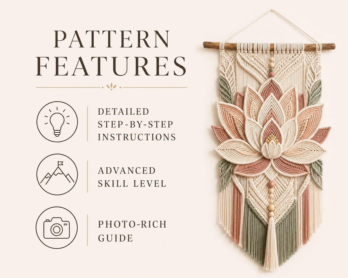 Radiant Lotus Coiled Rope Wall Hanging Pattern | Boho Floral Art Tutorial (PDF Download)