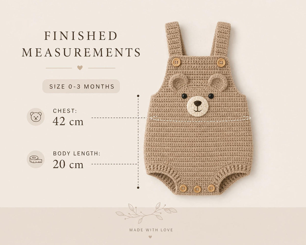 Bear Romper Crochet Pattern, Hooded Baby Outfit, Newborn PDF (Instant Download)