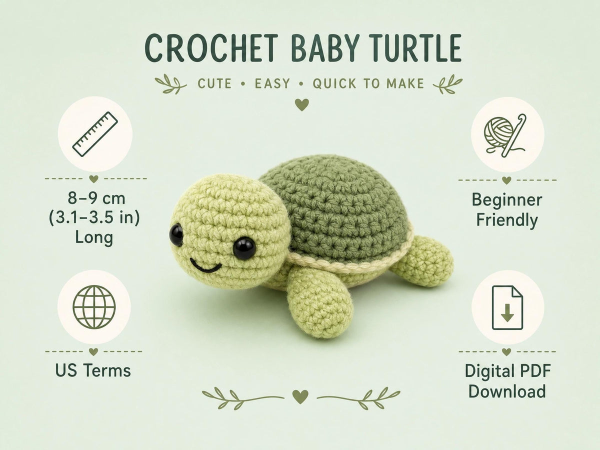 Baby Turtles Crochet Pattern | Amigurumi Sea Turtle PDF | Beginner Friendly | Quick Project | Instant Download