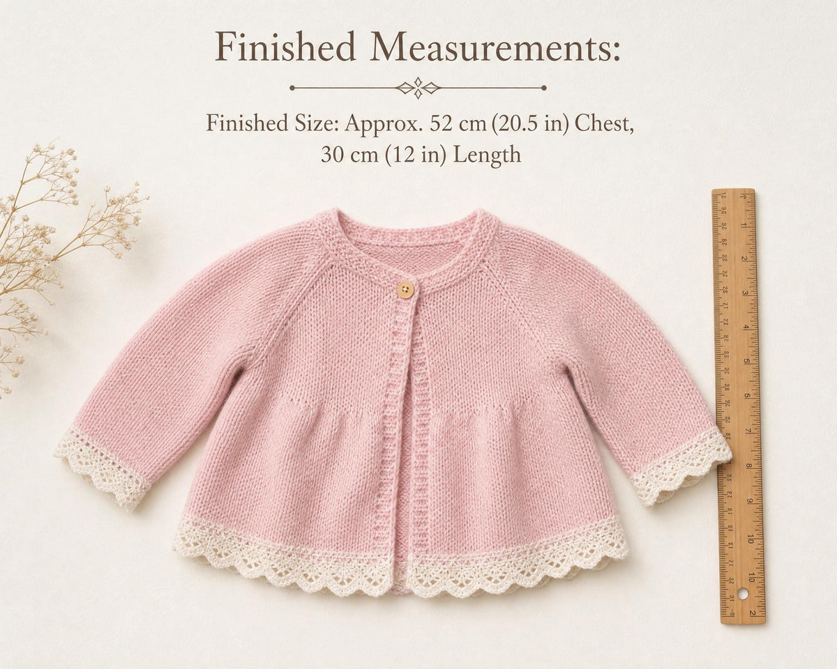 Blossom Baby Coat Crochet Pattern, Top-Down Raglan Cardigan, 6-12 Months (PDF Download)