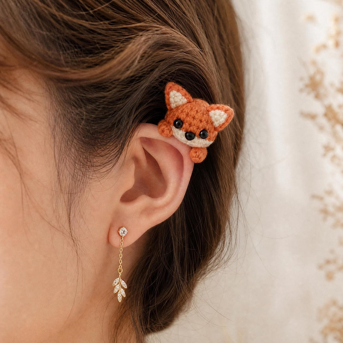 Crochet Fox Ear Cuff Pattern | Tiny Amigurumi Fox, Beginner Friendly (PDF Download)