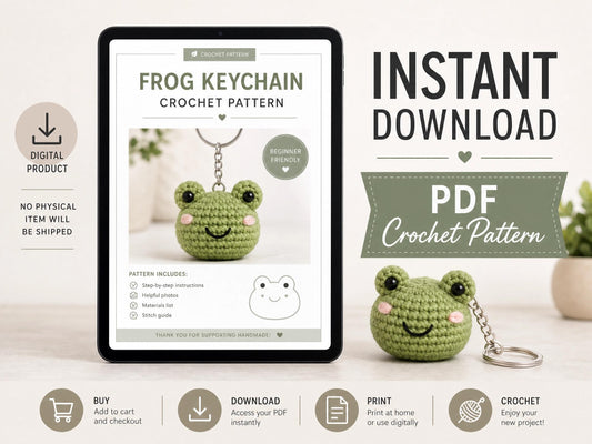 Funny Frog Keychain Crochet Pattern | Amigurumi Googly Eyes (PDF Download)