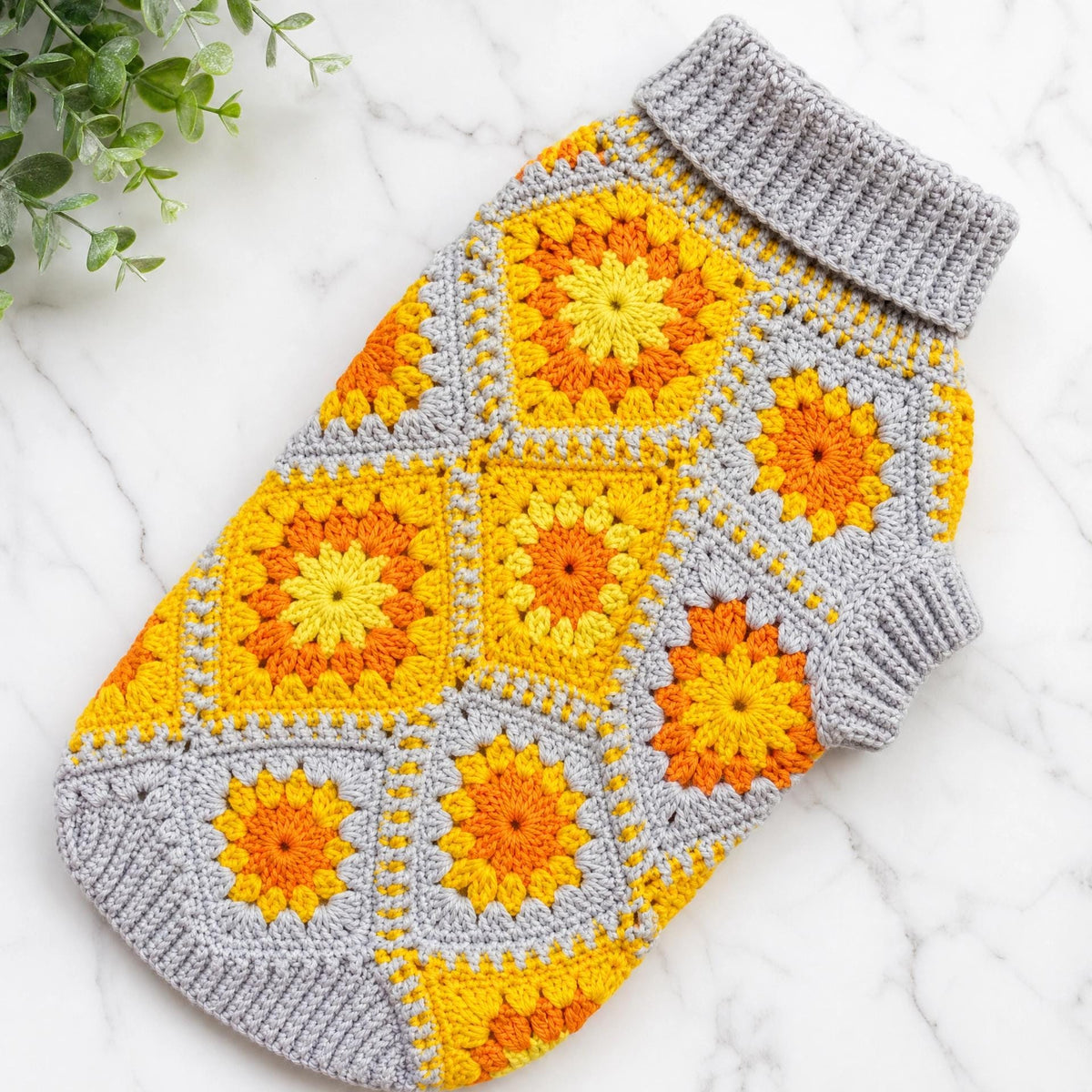 Sunshine Meadow Dog Sweater Crochet Pattern | Beginner Granny Square Jumper (PDF Download)