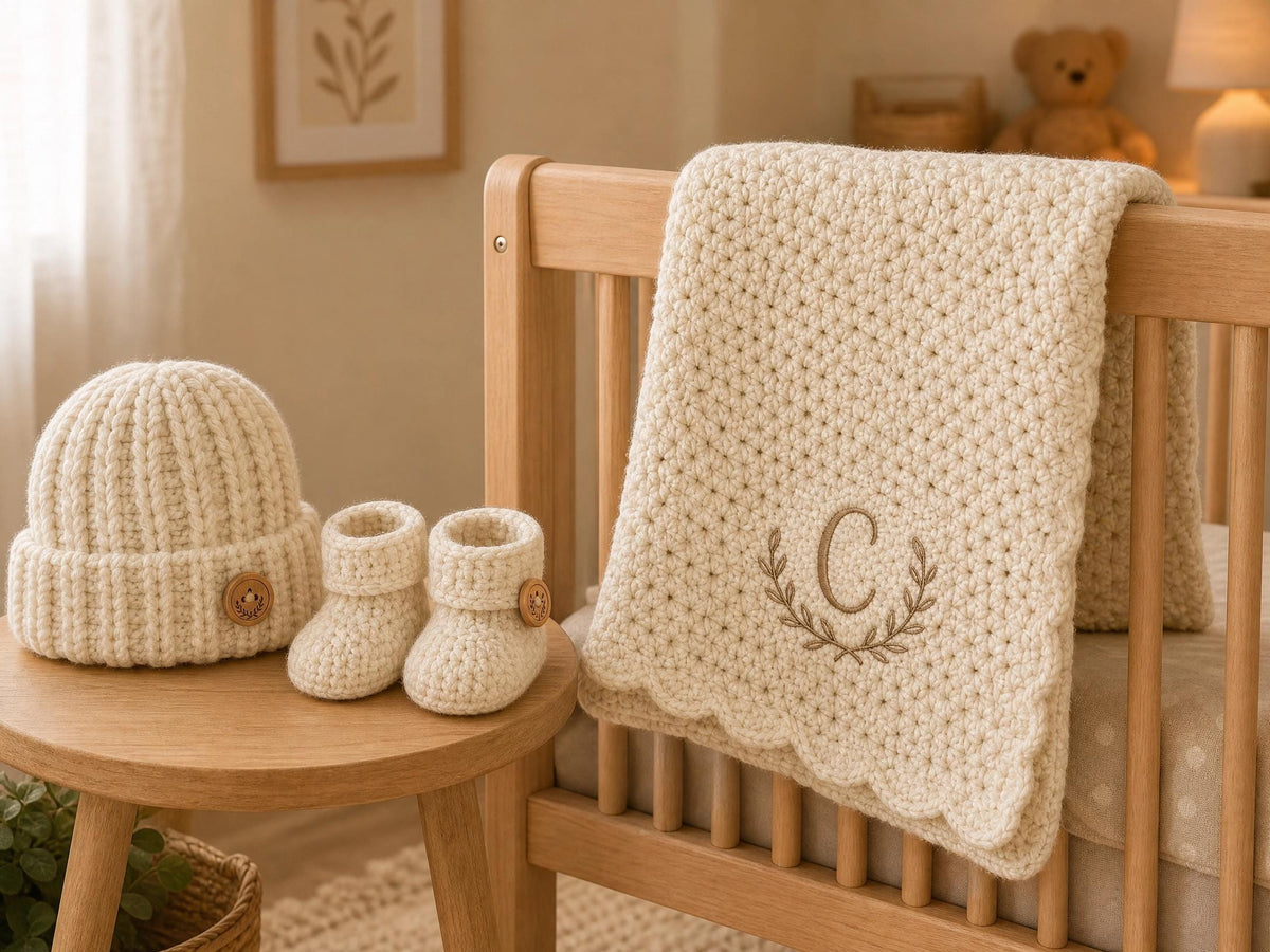Crochet Baby Gift Set Pattern | Chunky Beanie, Booties, Blanket (PDF Download)