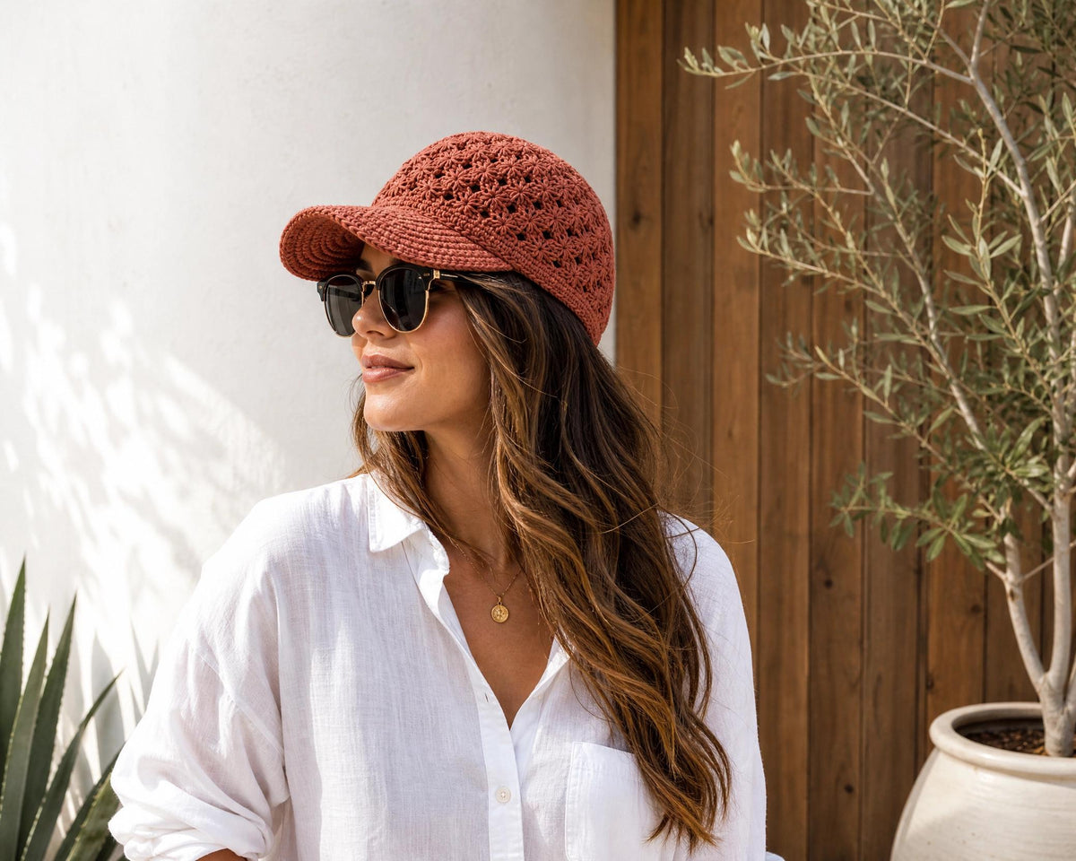 Star Stitch Crochet Baseball Cap Pattern – Textured Adult Hat PDF (Instant Download)