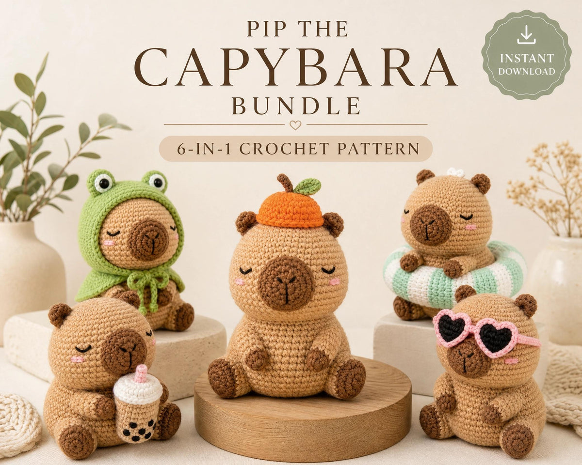 Capybara Crochet Pattern Bundle | Amigurumi Animal PDF, Kawaii Plushie DIY, Mix & Match Accessories