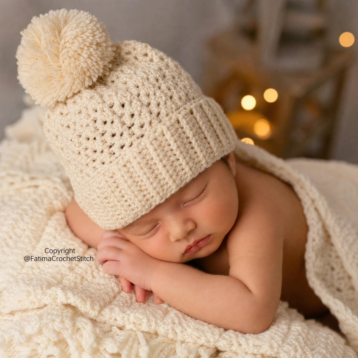 Crochet Baby Beanie Pattern | Mini Bean Stitch, Newborn to 6 Months (PDF Download)