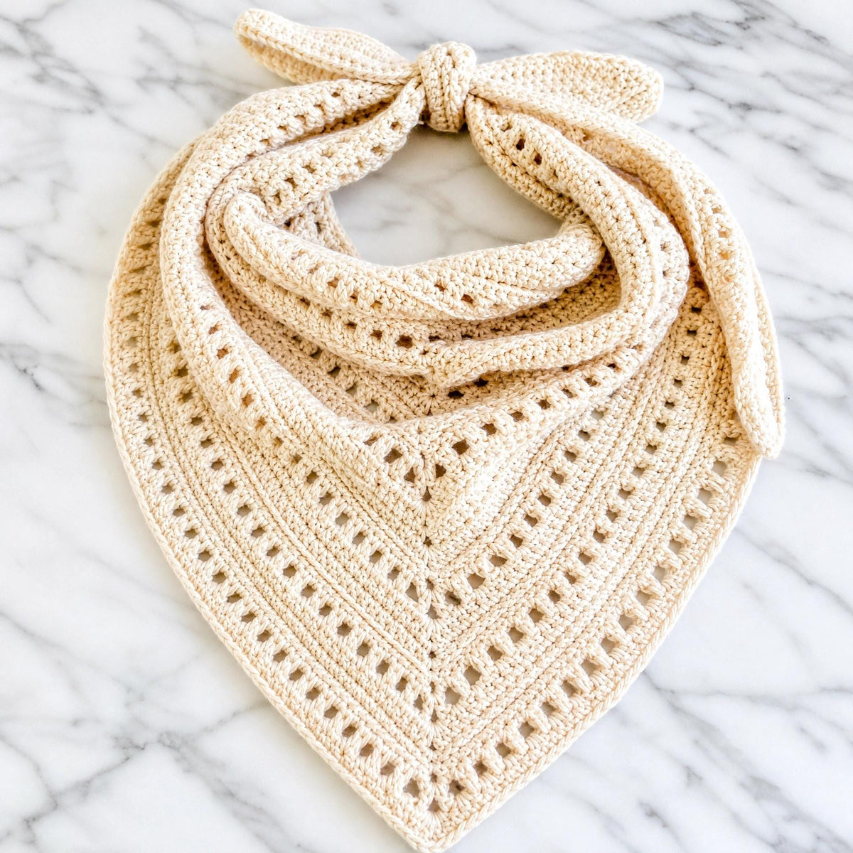 Wanderlust V-Stitch Triangle Bandana Crochet Pattern | Beginner Head Scarf (PDF Download)