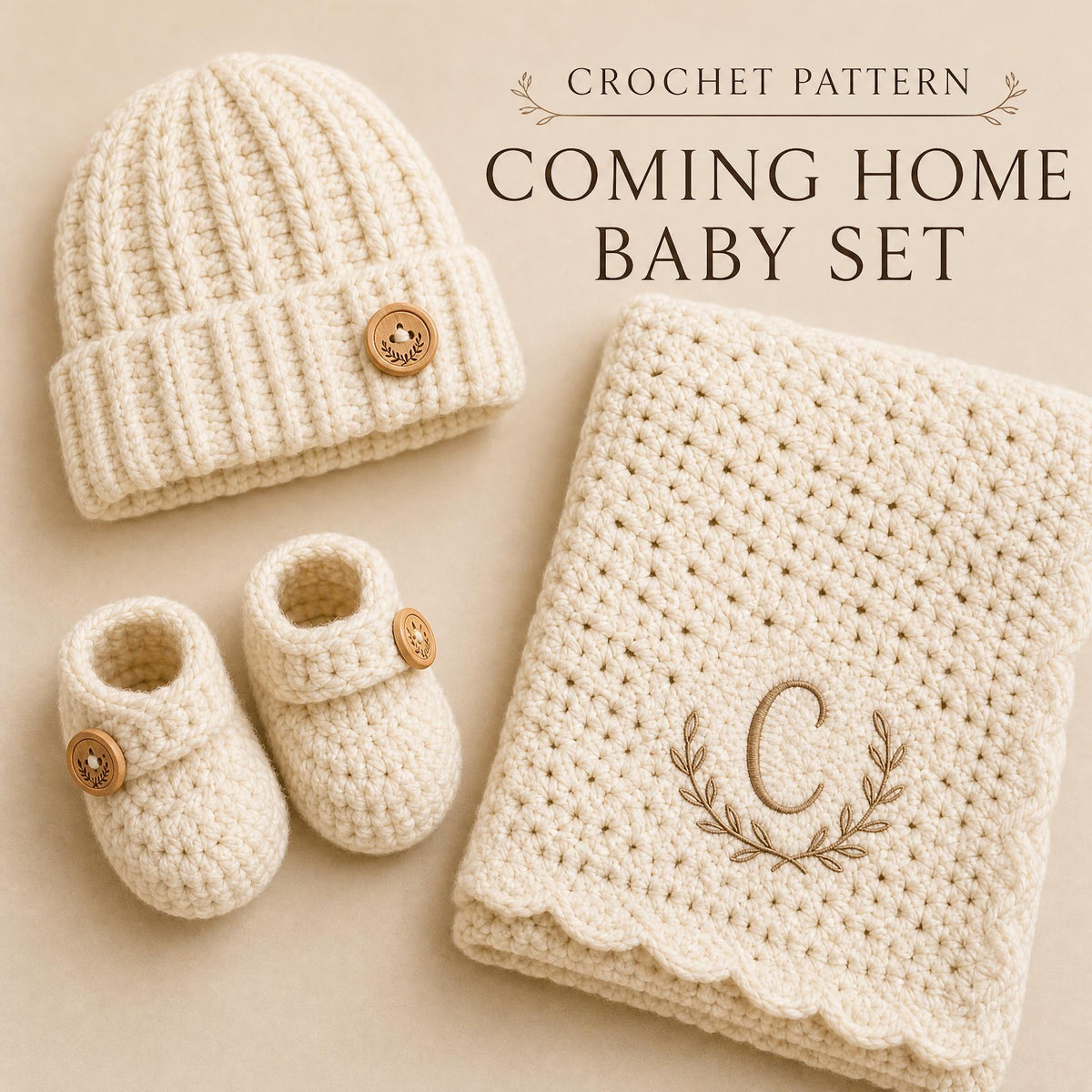Crochet Baby Gift Set Pattern | Chunky Beanie, Booties, Blanket (PDF Download)