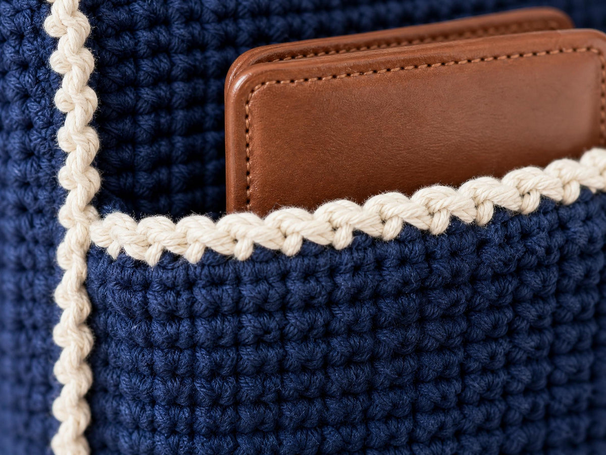 Crochet Armrest Caddy Pattern | Sofa Organizer, Navy Blue, Intermediate PDF