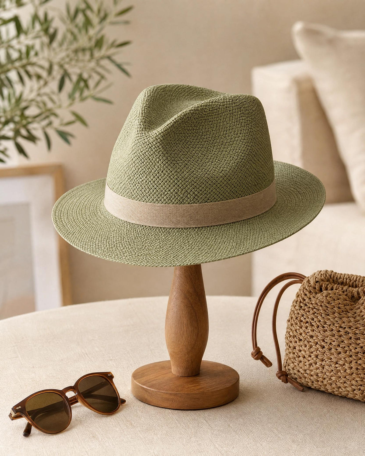 Sage Panama Fedora Crochet Hat Pattern, Structured Wide Brim Sun Hat (PDF Download)