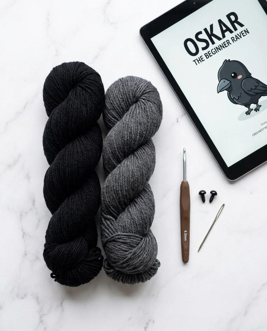 Beginner Crochet Raven Pattern | Amigurumi Black Bird Plush Tutorial (PDF Download)