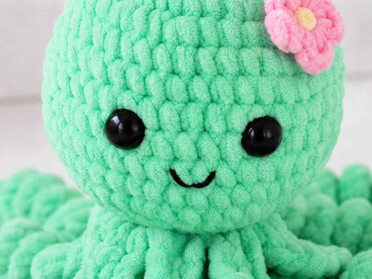 Curly Octopus No-Sew Crochet Pattern | Beginner Amigurumi | Plush Chenille Yarn | Instant Download PDF