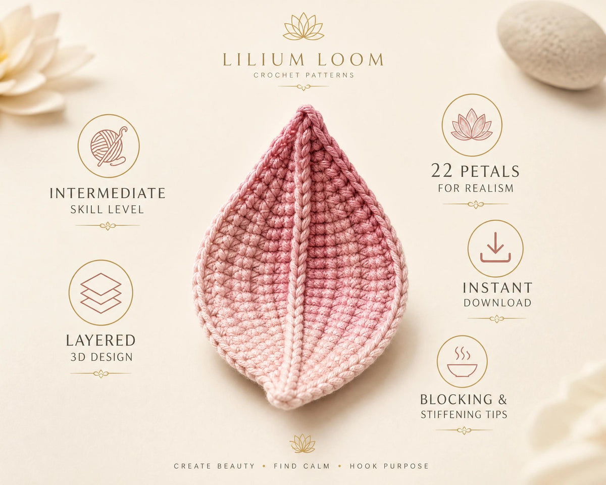 3D Crochet Lotus Flower Pattern | Intermediate Zen Home Decor (Digital Download)