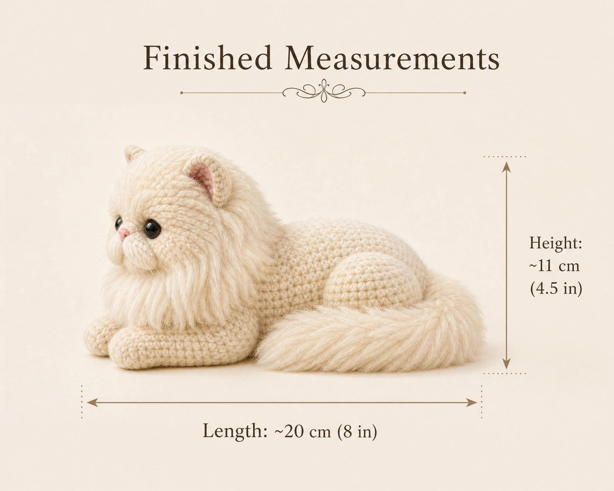 Fluffy Persian Cat Crochet Pattern | Realistic Amigurumi Kitten (PDF Download)