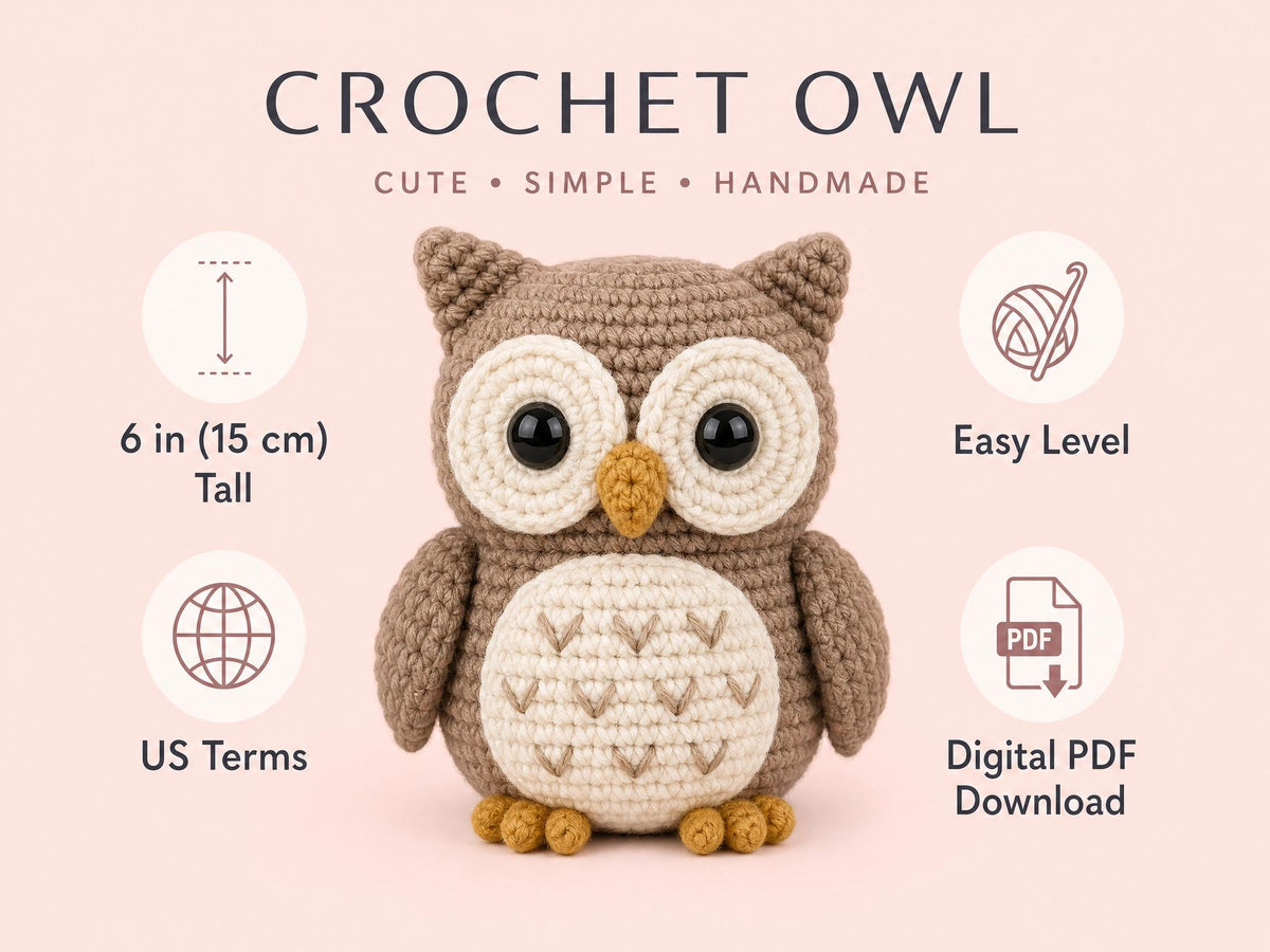 Crochet Owl Pattern | Amigurumi Woodland Decor PDF (Instant Download)