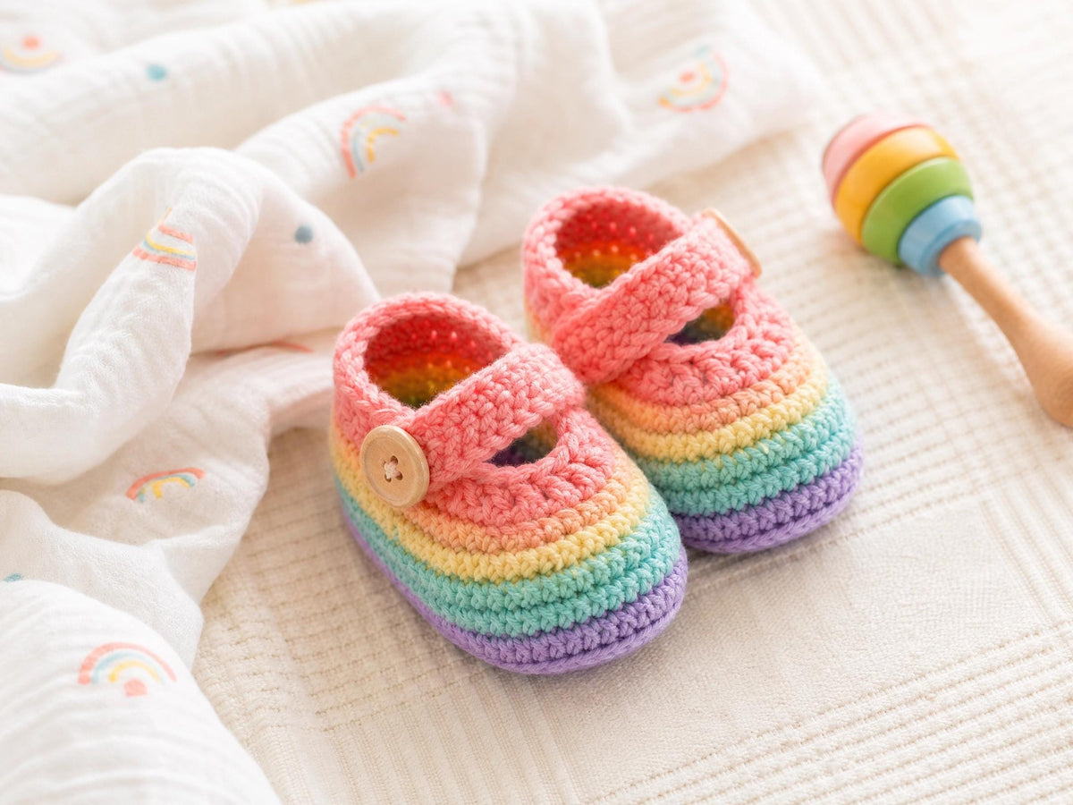 Rainbow Baby Crocs Crochet Pattern - Easy Beginner Clog Booties (PDF) + VIDEO