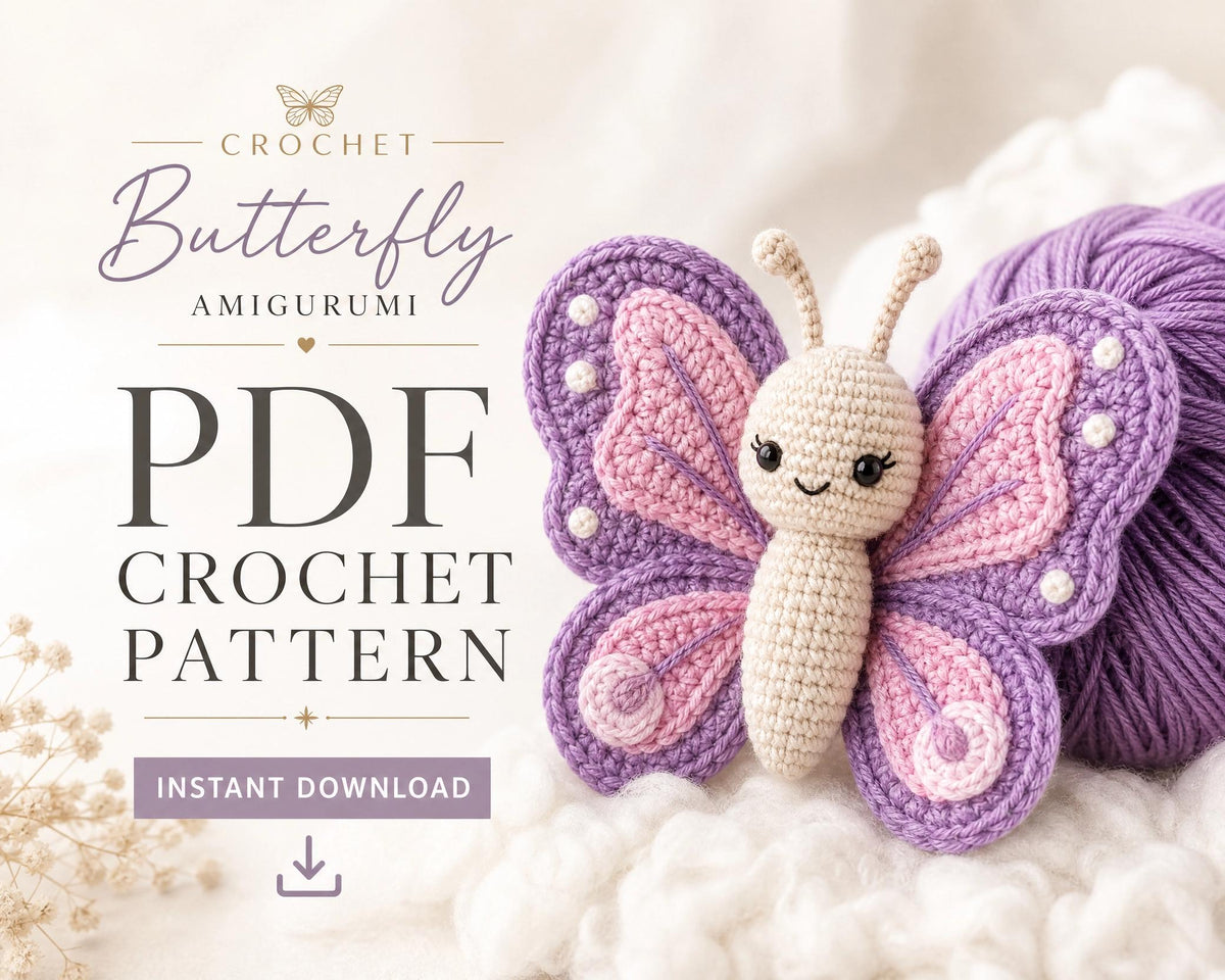 Crochet Butterfly Amigurumi Pattern + Video | Beginner Friendly Toy PDF (Instant Download)
