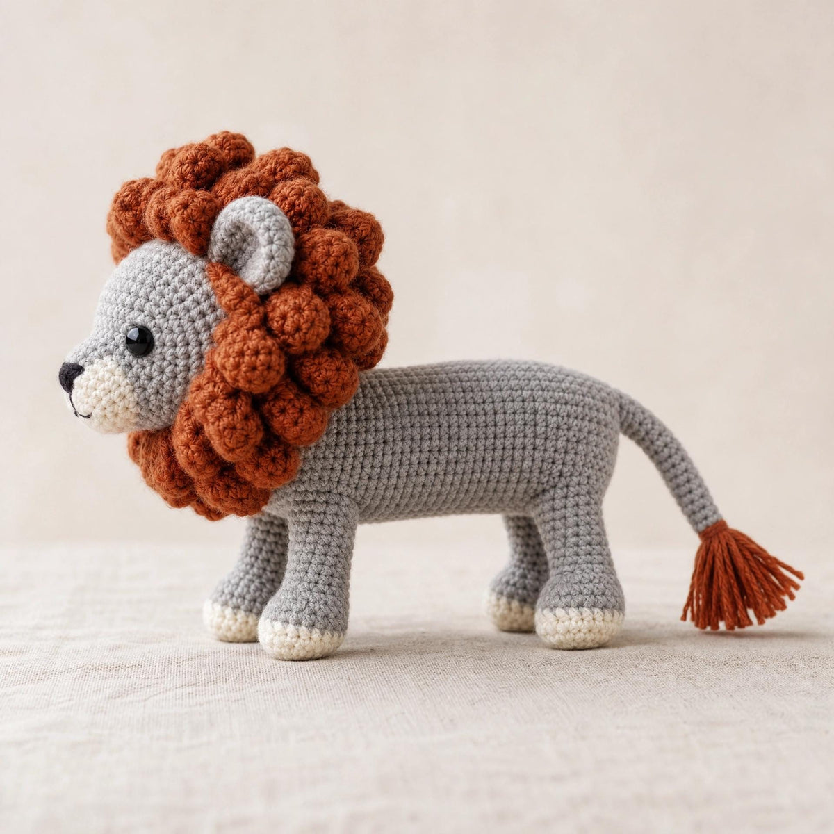 Standing Lion Crochet Pattern, Realistic Amigurumi PDF, Textured Mane, Safari Toy (Digital Download)