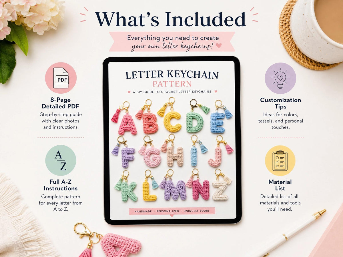 Crochet Letter Keychain Pattern, Alphabet Amigurumi Charm, Beginner PDF (Instant Download) + VIDEO