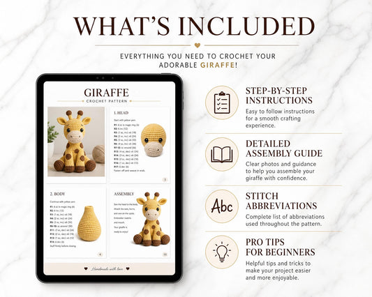 Chubby Giraffe Crochet Pattern | Beginner Amigurumi Plush Tutorial (PDF Download)