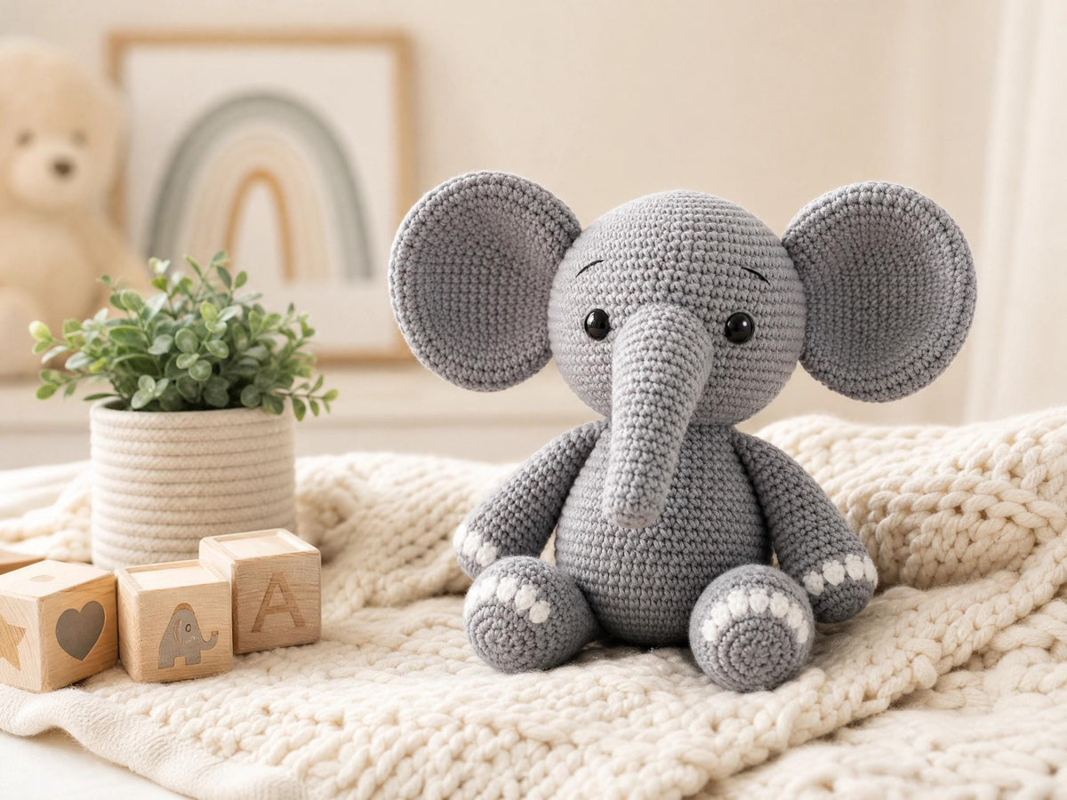 Sitting Elephant Crochet Pattern | Amigurumi Plush Tutorial (PDF Download)