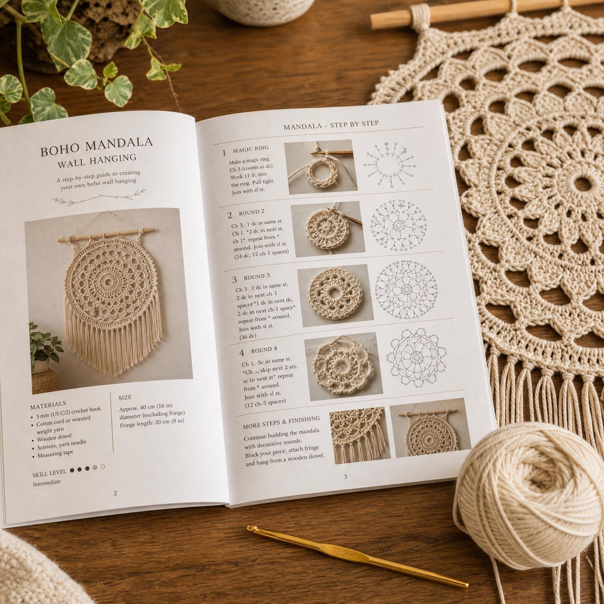 Boho Crochet Wall Hanging Pattern | Beginner Macrame Style Tapestry (Digital PDF)