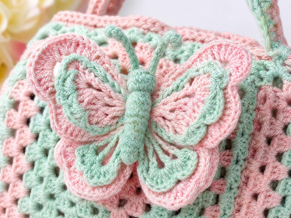 Pastel Granny Square Butterfly Bag Crochet Pattern – Beginner Tote (PDF Download)