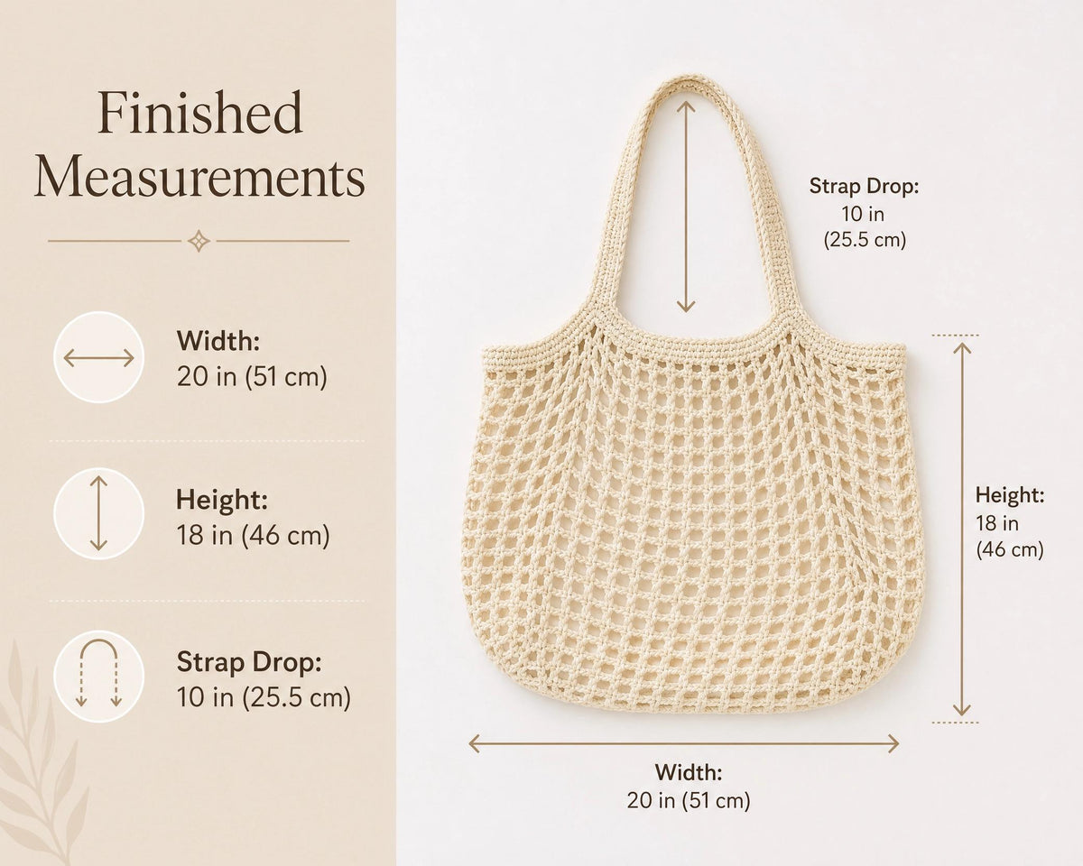 Crochet Beach Bag Pattern | Oversized Net Tote, Personalized Name Appliqué (PDF Download)