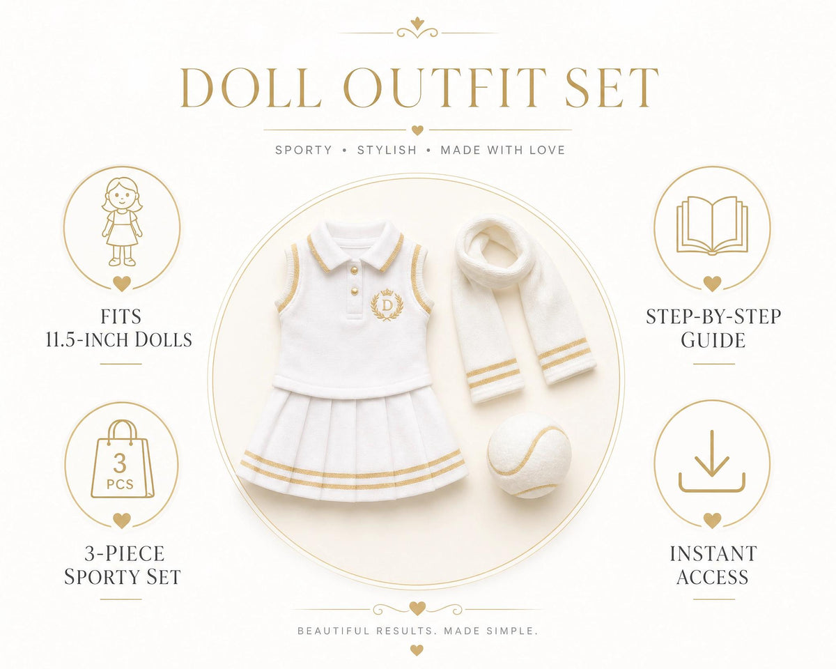 Crochet Doll Clothes Pattern, 11.5" Fashion Doll Game Day Outfit (PDF Download)