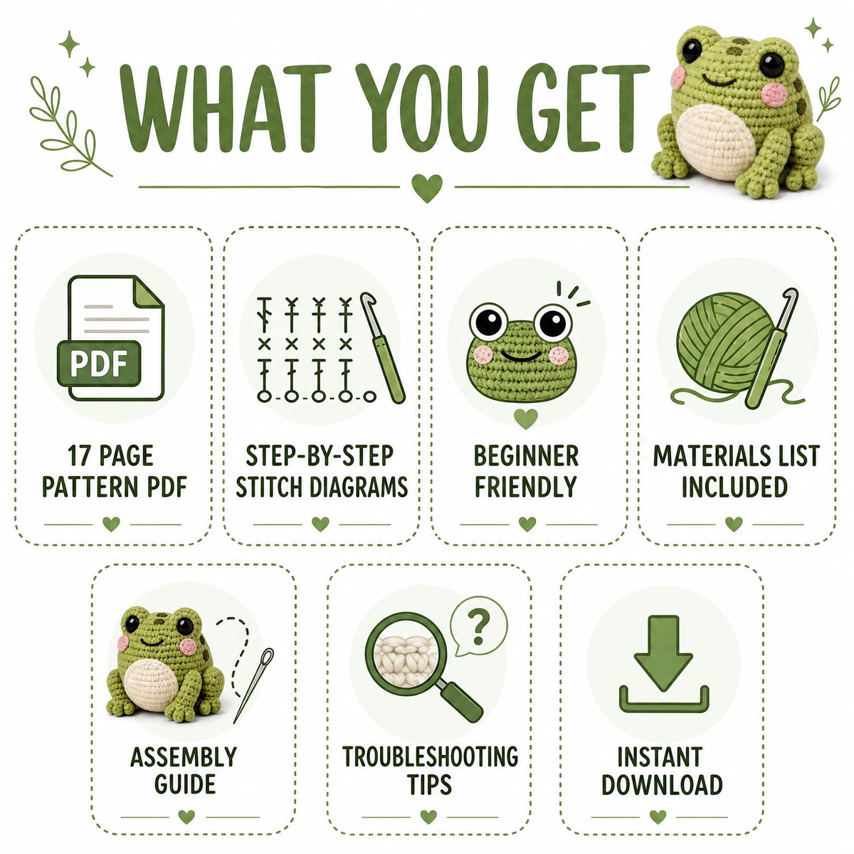 Crochet Toad Pattern, Amigurumi Frog, Bobble Stitch Toad, Beginner PDF (17-Page Download)