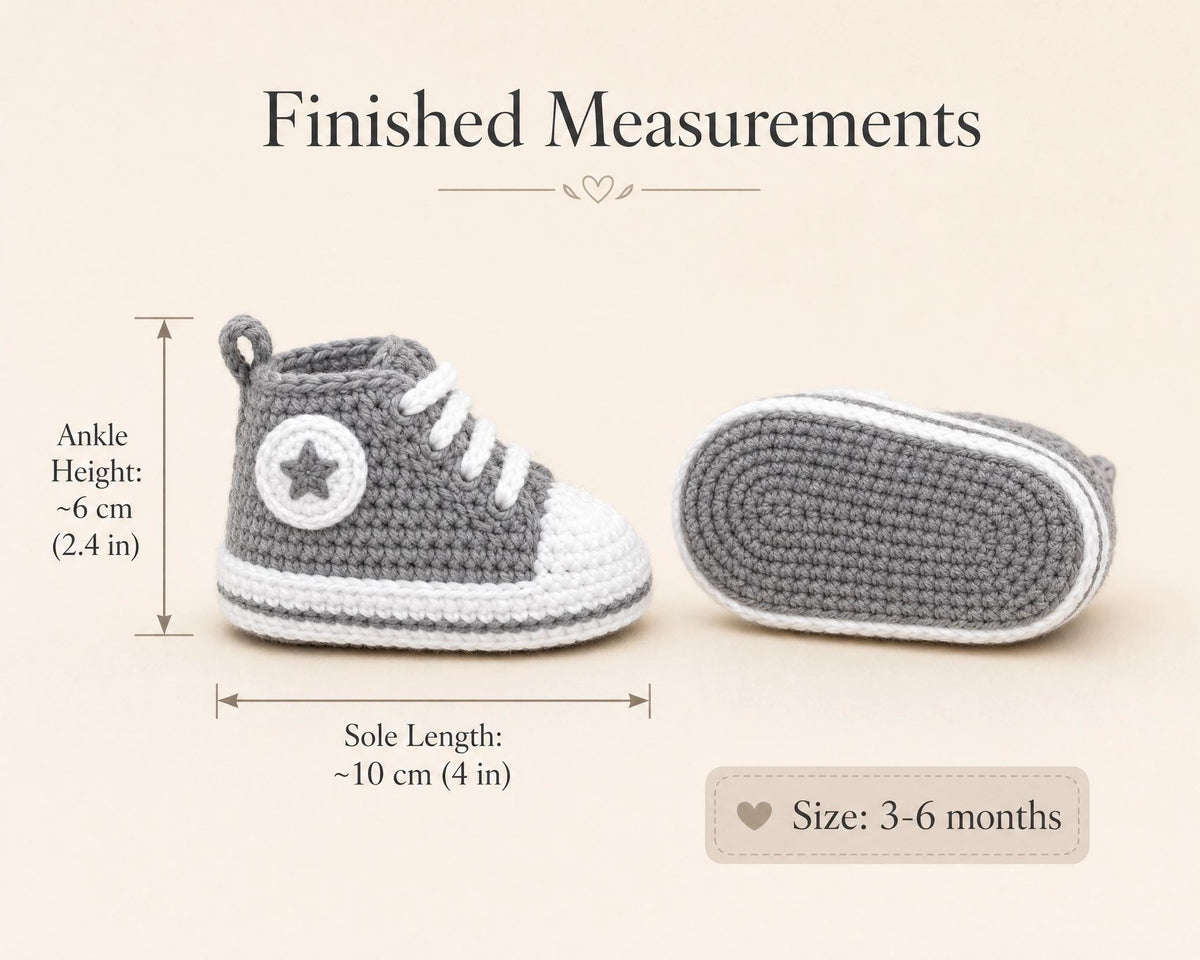Crochet Sneaker Booties Pattern | High-Top Baby Shoes PDF (Instant Download)