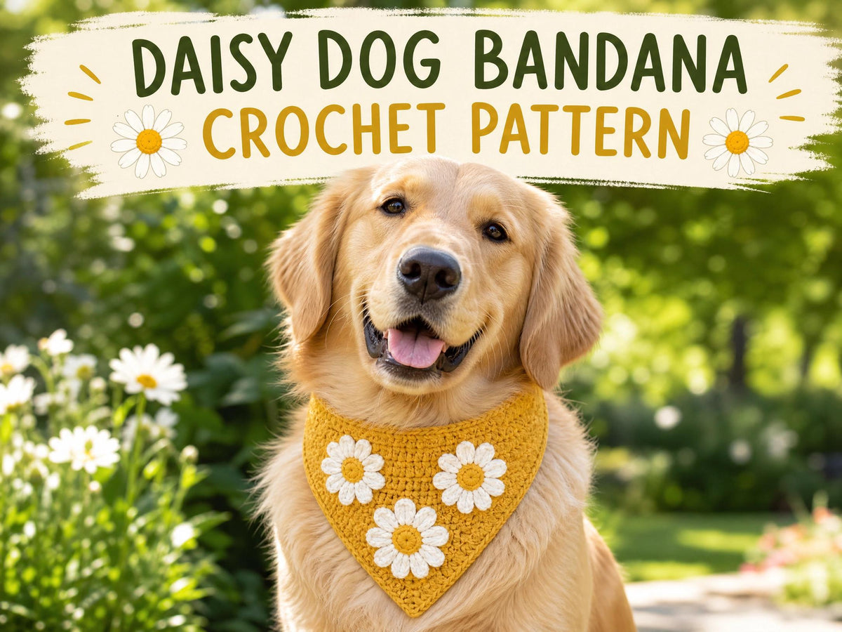 Daisy Dog Bandana Crochet Pattern – Adjustable Pet Accessory PDF (Digital Download)
