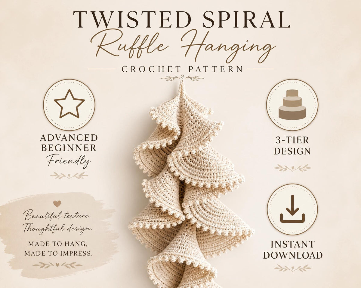 Twisted Spiral Ruffle Hanging Crochet Pattern, Boho Wall Decor (PDF Download)