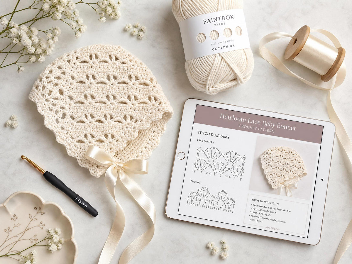 Heirloom Lace Baby Bonnet Crochet Pattern – Beginner-Friendly (Digital PDF)