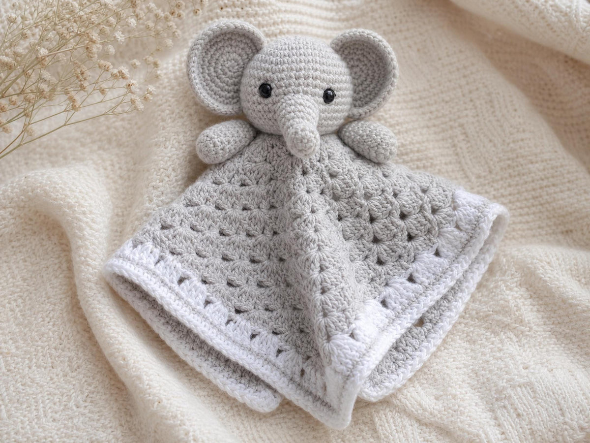 Beginner Friendly Elephant Lovey Blanket Crochet Pattern - Amigurumi Baby Comforter PDF Tutorial
