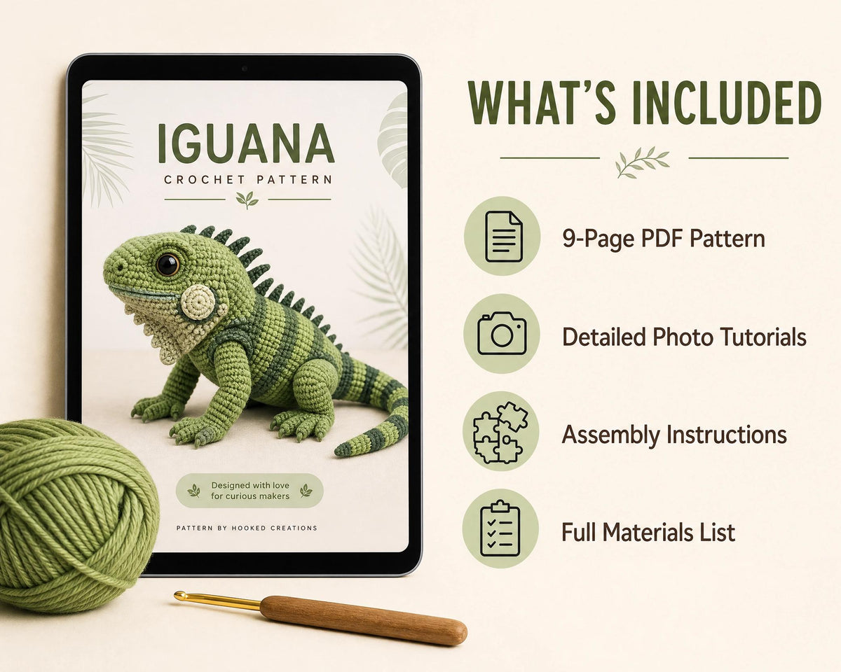 Realistic Iguana Amigurumi Crochet Pattern – Intermediate Animal PDF (Instant Download)